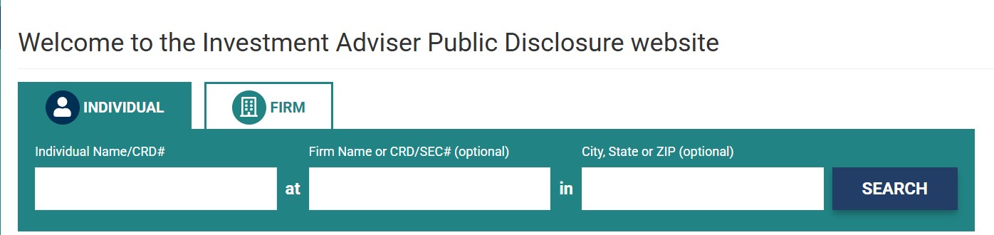 SEC Investment Adviser Public Disclosure Website Home Screen